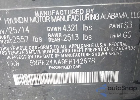 2015 Hyundai Sonata Eco from USA, damaged, VIN 5NPE24AA9FH142678